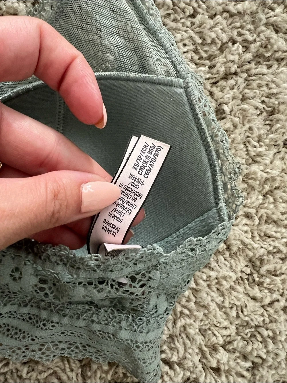 Victoria's Secret Sage Green Floral Lace Bralette